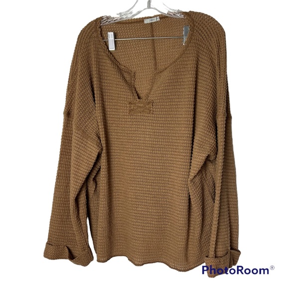 JODIFL Walnut Brown Waffle Knit Long Sleeve Top - Picture 8 of 10